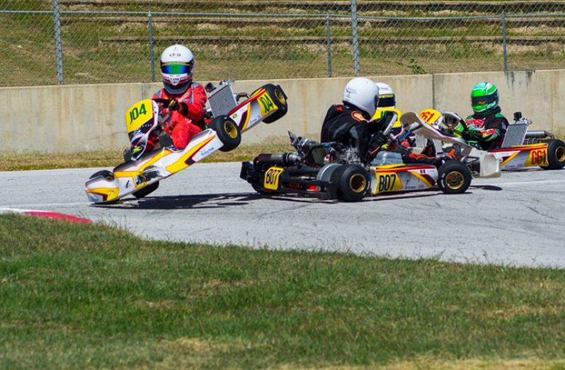 Jamaica’s Tommi Gore gets airborne during round two of the JCKAT at Bushy Park, Barbados (Stephan Sookram photos)