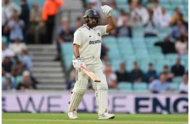 Karun Nair celebrates his fifty at The Oval•(Getty Images)