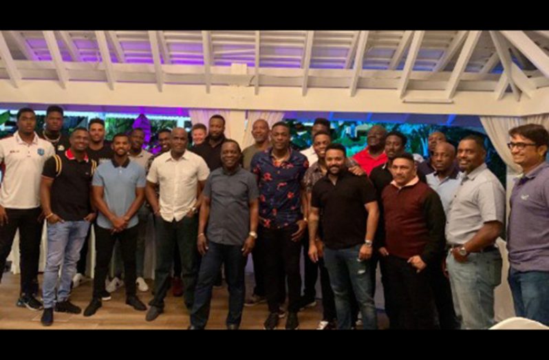 Players and management of the West Indies team with Grenada Prime Minister Dr Keith Mitchell.