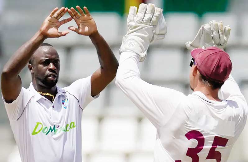 Kemar Roach took three wickets on the fourth day  •  (AFP via Getty Images)