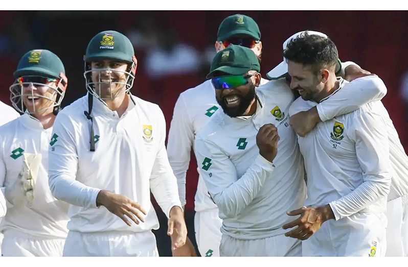 Keshav Maharaj finished the series with 13 wickets to become South Africa's leading Test spinner  •  AFP/Getty Images