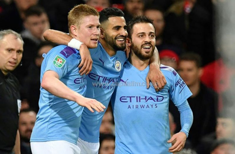Feared threesome: Kevin de Bruyne (left), Riyad Mahrez (centre) and Bernardo Silva all played key roles in Manchester City’s victory at Manchester United. (AFP Paul ELLIS)