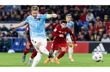 Kevin De Bruyne struck twice from the penalty spot for Belgium.