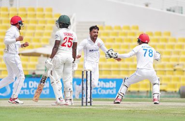 Rashid Khan celebrates after dismissing Donald Tiripano, Afghanistan vs Zimbabwe, 2nd Test, Day 5, Abu Dhabi
