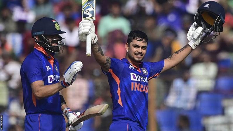 Ishan Kishan (right) registered the fastest double ton while Virat Kohli got to international century No.72 to star in India's win (AFP)