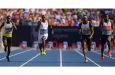 Jamaica’s KishaneThompson (far right) blazed to victory in a meet-record-equaling 9.87 seconds