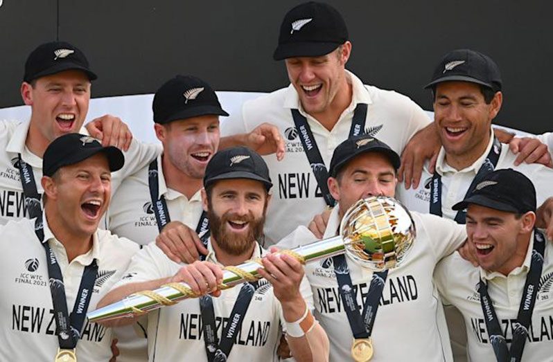 New Zealand cricket team with the ICC mace (Alex Davidson/Getty Images)