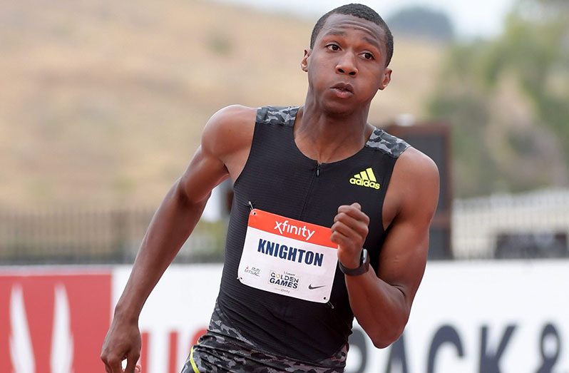 Erriyon Knighton announced himself as one of the rising stars IN US Track and Field on Sunday. (Kirty lee (USA Today Sports).