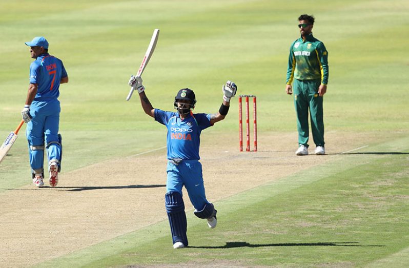 Virat Kohli soars to his 34th ODI hundred to take India to 303 for 6. (BCCI)