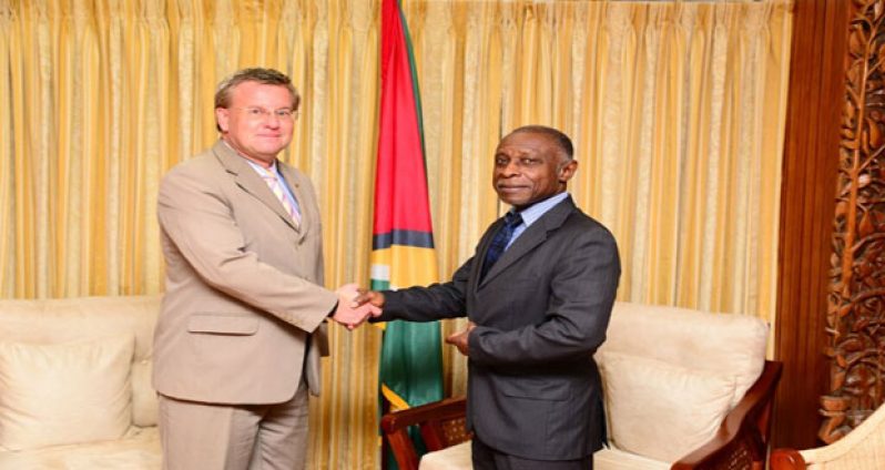 Head of the EU Delegation to Guyana, Ambassador Robert Kopecký meeting new Foreign Affairs Minister, Vice President Mr Carl Greenidge