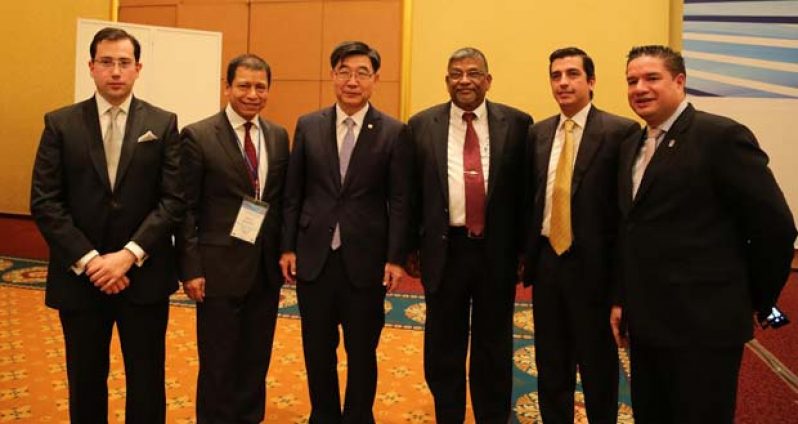 Minister N.K. Gopaul with South Korea’s Labour Minister and other delegates at the IDB’s Labour Policy meeting in Korea