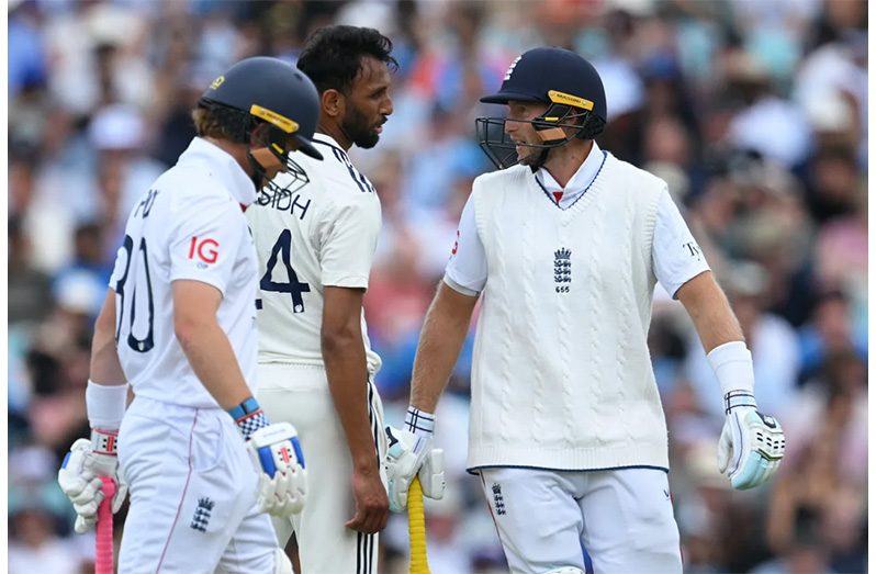 Things heated up between Joe Root and Prasidh Krishna • (Getty Images)