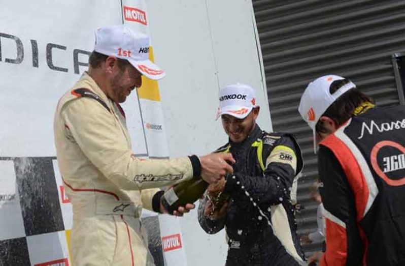 Kristian Jeffrey celebrates another podium