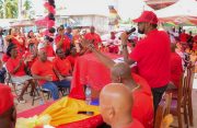 President, Dr. Irfaan Ali, addressing residents of Kwakwani during a public meeting on Saturday (Office of the President photos)