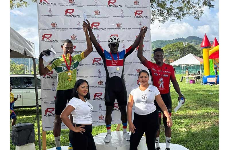 Guyana's  Kwame Ridley at the top of the podium