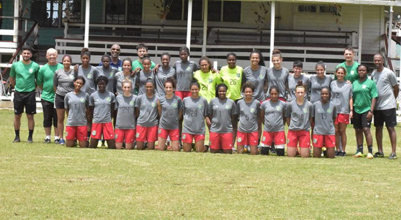 Guyana’s National Women’s team along with members of the coaching staff