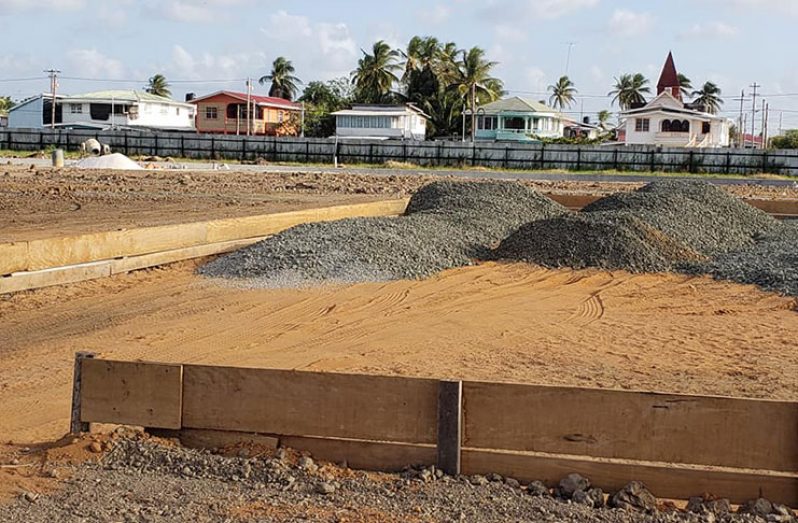 Crush and run gravel is being applied onto the wicket base. (Photo from Anand Sanasi facebook post)