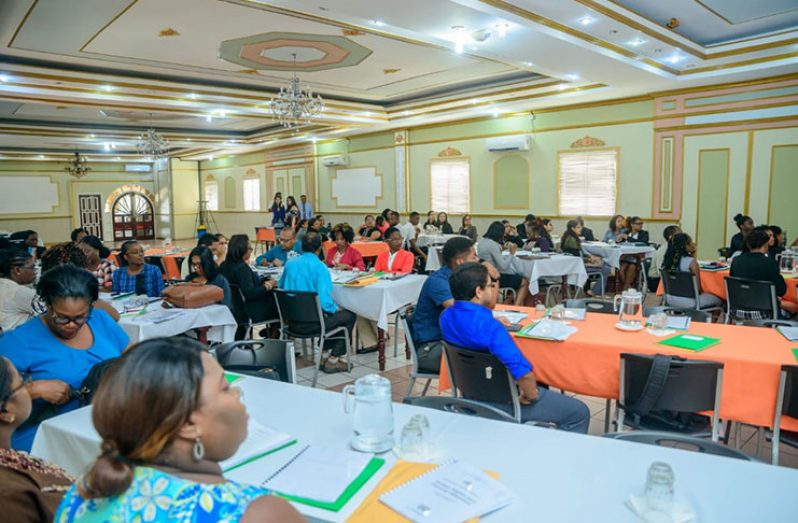 A number of the attendees at the two-day training workshop hosted in collaboration with the Inter- American Development Bank (IDB); the Attorney General and Minister of Legal Affairs Basil Williams and his team from the Support for the Criminal Justice Program