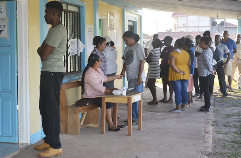 Residents turned out in their numbers to cast their votes at the Tapachinga Sports Complex, Constituency Three