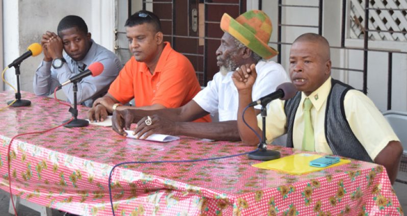 ((L-R) APNU+AFC candidate Carlyle Goring; Team Benschop’s candidate Jameel Rasul;
Healing the Nation Theocracy Party’s (HTNTP’s) candidate Alfred Park; and independent
candidate Albert Cromwell