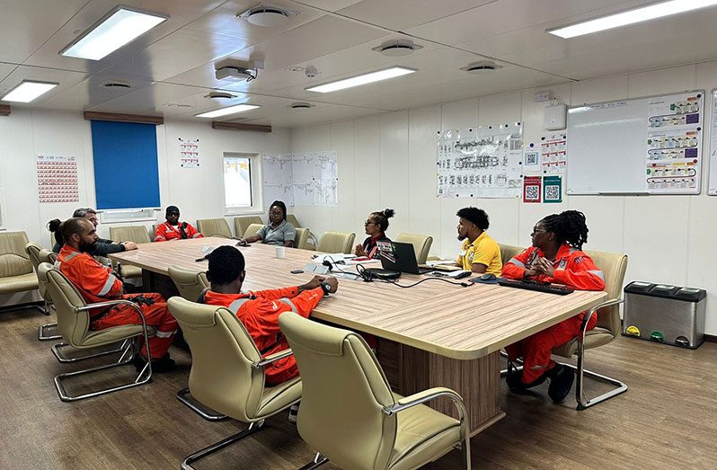 The inspection team, led by Occupational Safety and Health Officer Ms. Nazmoon Jafarally Prittipaul and Labour Officer Mr. Mark Burnett, thoroughly reviewed the FPSO’s HSSE policies