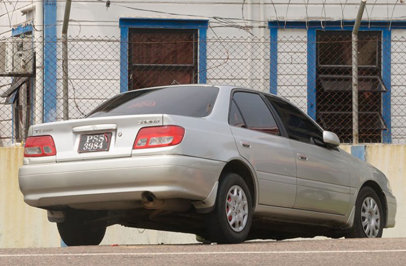 The car the lance corporal was driving at the time of the fatal accident parked in front of Sparendaam Police Station