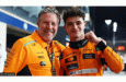 Lando Norris (right) celebrates winning the Abu Dhabi Grand Prix and the constructors' title with McLaren CEO Zak Brown (Getty Images)