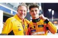 Lando Norris (right) celebrates winning the Abu Dhabi Grand Prix and the constructors' title with McLaren CEO Zak Brown (Getty Images)