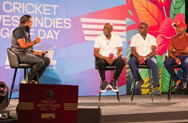 West Indies legends being interviewed, Sir Vivian Richards, Sir Richie Richardson & Brian Lara