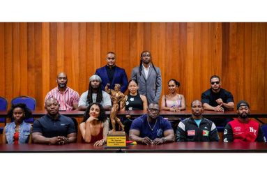 GBBFF President Roger Callender and some of the athletes at the launch