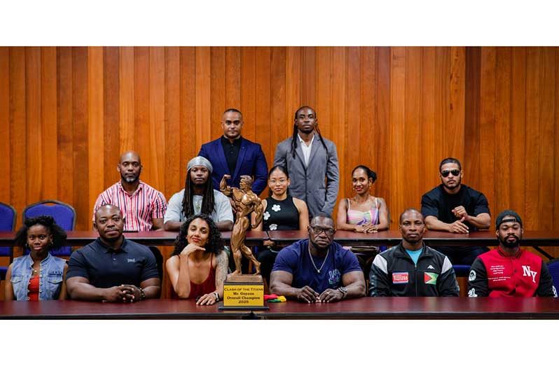 GBBFF President Roger Callender and some of the athletes at the launch