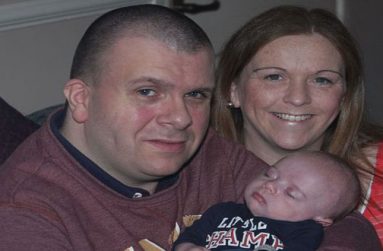 Baby Hugh Doherty pictured with his proud parents, Gary and Leona (UK Daily Mirror photo)