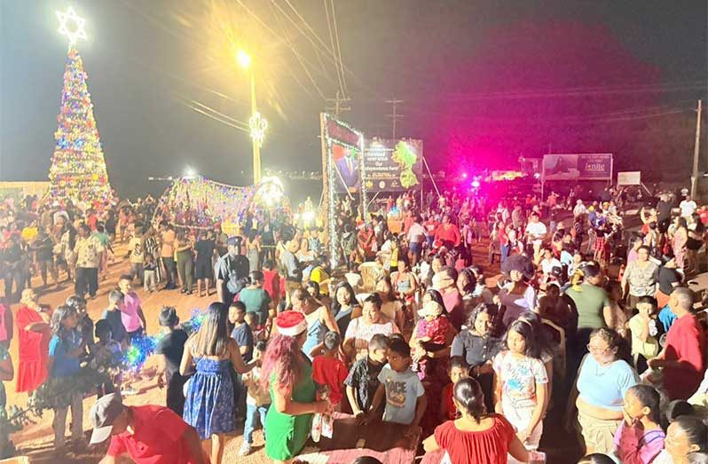 Hundreds of residents gathered for Lethem’s annual Christmas tree light-up on Saturday