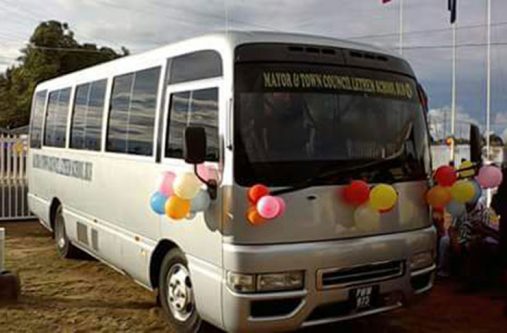 Lethem-bus–(1) The recently-commissioned 32-seater bus being used to take Lethem children to and from school