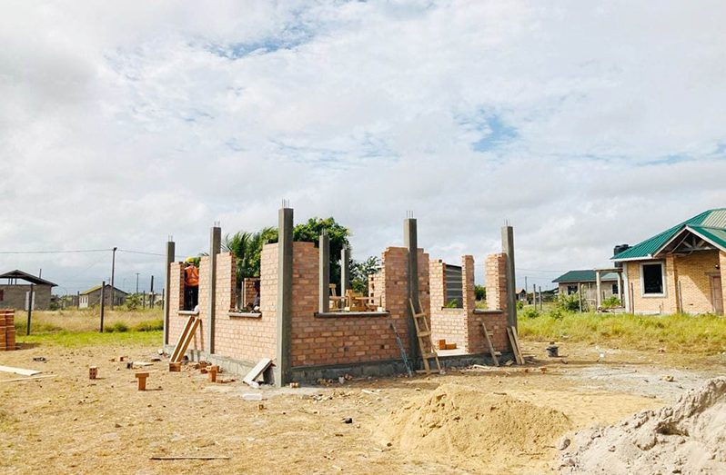 One of the houses being built in Lethem. (Ministry of Housing and Water photo)