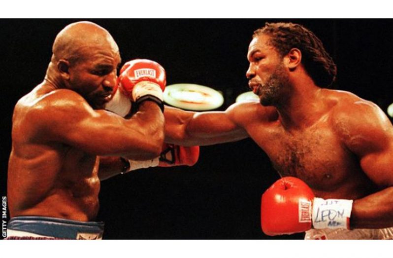 Lennox Lewis (right) beat Holyfield by a unanimous decision 115-113 116-112 117-111 in November 1999