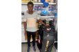 Emmanuel Lewis poses with new gear bag