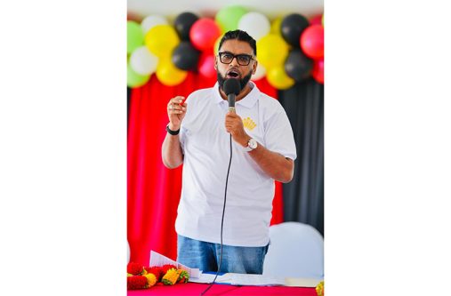 President Dr. Irfaan Ali and Finance Minister, Dr. Ashni Singh, on Saturday, met with scores of residents of Lima Sand, Essequibo Coast (Office of the President photos)