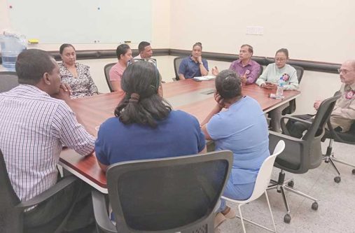 Director General of the Ministry of Health, Dr.Vishwa Mahadeo and team meet with officials at Lima Hospital, Region Two