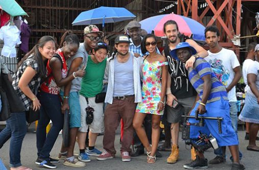 Some of the cast and crew of A Bitter Lime during filming in Guyana