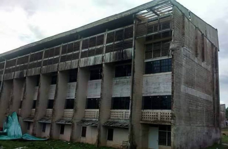 A section of the Christianburg Secondary School that was damaged during the freak storm