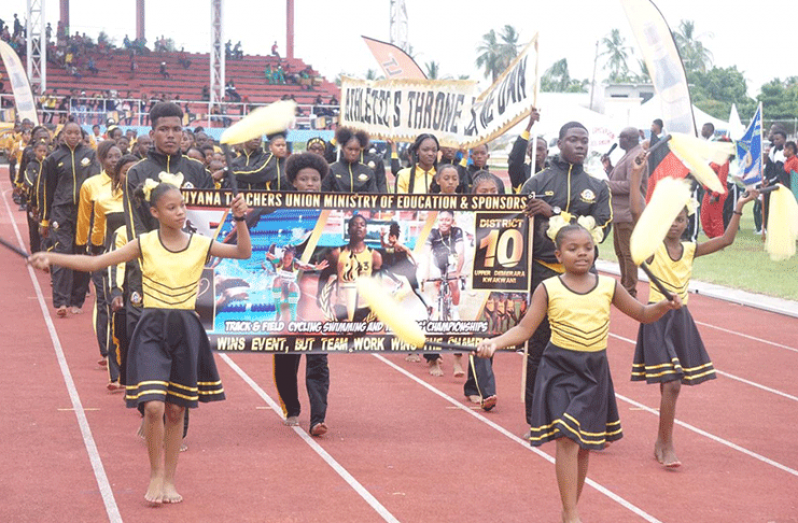 Reigning Champions Upper Demerara/Kwakwani (District 10) stole the show during the opening ceremony of this year's National School's Championship.