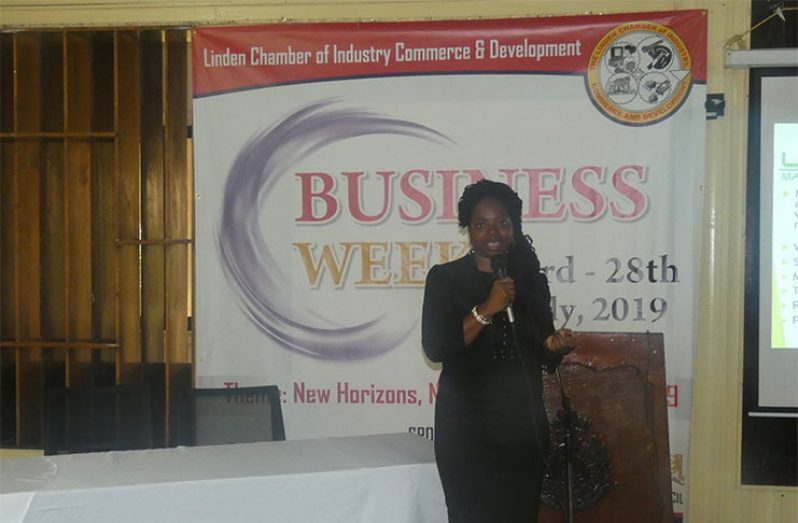 Chief Executive Officer, of Libra Management Group Stacey Mollison giving pointers on branding and marketing