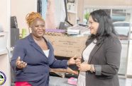 Minister of Human Services Dr Vindhya Persaud visited Collina Johnson’s salon on Monday as part of the ministry’s ongoing outreach to beneficiaries of its skills-training initiatives