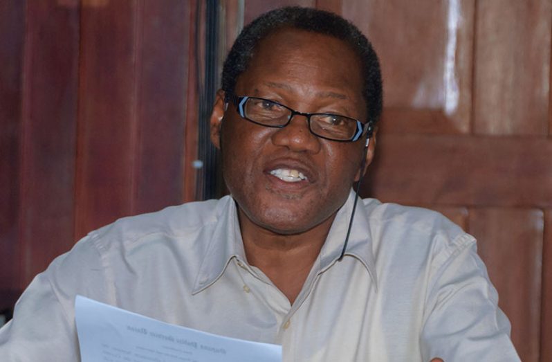 Vice President of the GPSU, Mortimer Livan address members of the media on Wednesday