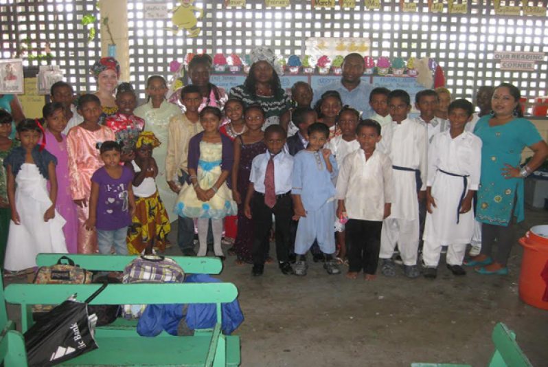 Teachers and students of the Lochaber Primary School display their cultural outfits