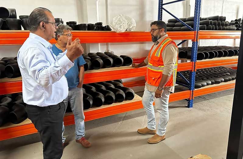 Director of the Local Content Secretariat (LCS), Dr. Martin Pertab interacted with Westar Industrial and Oil Field Supplies Inc. officials during a site visit