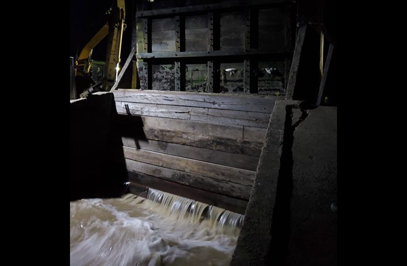 Stop logs that were put in place at the  Andrews sluice