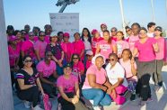 Participants at the walk in observance of Breast Cancer Awareness Month