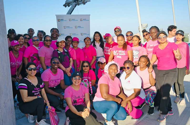 Participants at the walk in observance of Breast Cancer Awareness Month